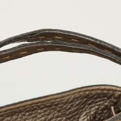 مملوكة مسبقًا Fendi Roll Selleria Metallic Grey Leather Shopper Tote