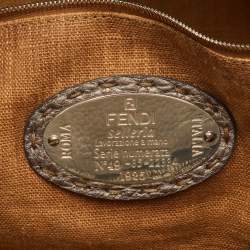 مملوكة مسبقًا Fendi Roll Selleria Metallic Grey Leather Shopper Tote