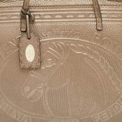 مملوكة مسبقًا Fendi Roll Selleria Metallic Grey Leather Shopper Tote