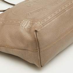 مملوكة مسبقًا Fendi Roll Selleria Metallic Grey Leather Shopper Tote