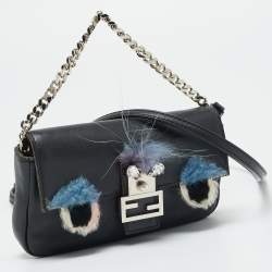 Pre Owned حقيبة كروس بودي صغيرة جلد وفرو فندي بوجي باجيت