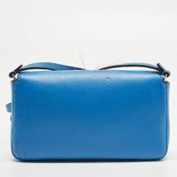 مملوكة مسبقًا Fendi Monster Micro Blue Fur and Leather Baguette Bag