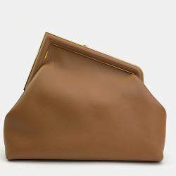 Pre Owned Fendi Medium Brown Calfskin First Clutch