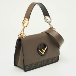 مملوكة مسبقًا حقيبة يد فندي كان آي جلد بنقشة زوكا بني داكن/أسود