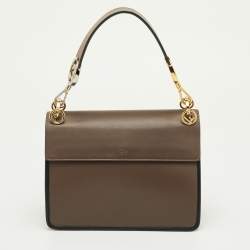 مملوكة مسبقًا حقيبة يد فندي كان آي جلد بنقشة زوكا بني داكن/أسود