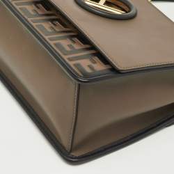 مملوكة مسبقًا حقيبة يد فندي كان آي جلد بنقشة زوكا بني داكن/أسود