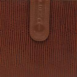 مملوكة مسبقًا Fendi Vintage Brown Lizard Effect Leather Compact Wallet