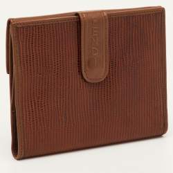 مملوكة مسبقًا Fendi Vintage Brown Lizard Effect Leather Compact Wallet
