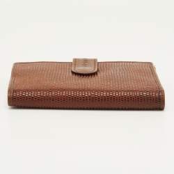 مملوكة مسبقًا Fendi Vintage Brown Lizard Effect Leather Compact Wallet