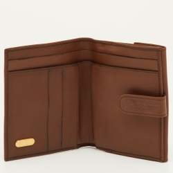 مملوكة مسبقًا Fendi Vintage Brown Lizard Effect Leather Compact Wallet