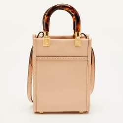 مملوكة مسبقًا حقيبة يد فندي "صن شاين" صغيرة جلد بيج