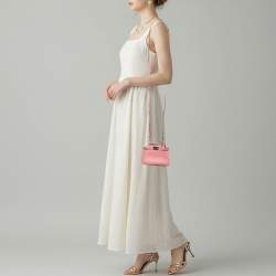 Pre Owned Fendi Peekaboo Micro Pink Leather Top Handle Bag