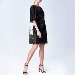 Pre Owned حقيبة دلو فندي ميني مون تريزور جلد أسود مرصعة بشعار FF