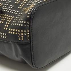 Pre Owned حقيبة دلو فندي ميني مون تريزور جلد أسود مرصعة بشعار FF