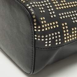 Pre Owned حقيبة دلو فندي ميني مون تريزور جلد أسود مرصعة بشعار FF