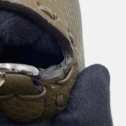 Pre Owned حقيبة كتف فندي باغيت سيليريا مزدوجة السلسلة جلد كاكي حجم ميني