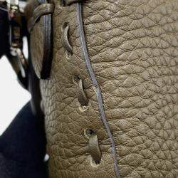 Pre Owned حقيبة كتف فندي باغيت سيليريا مزدوجة السلسلة جلد كاكي حجم ميني