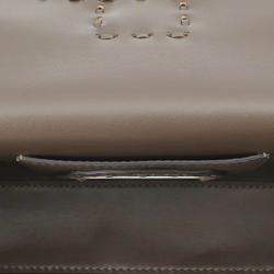 Pre Owned حقيبة كتف فندي باغيت سيليريا مزدوجة السلسلة جلد كاكي حجم ميني