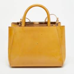 Pre Owned Fendi 2Jours Small Mustard Patent Leather Tote