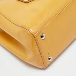 Pre Owned Fendi 2Jours Small Mustard Patent Leather Tote