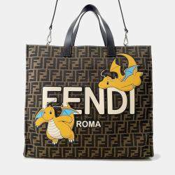 مملوكة مسبقًا Fendi Fragment Zucca Tote Bag With Pokemon Collaboration Dragonite