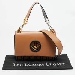 مملوكة مسبقًا حقيبة يد فندي كان آي جلد بنقشة زوكا بني داكن/أسود