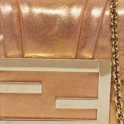 Pre Owned حقيبة كلتش سلسلة جلد لامع ذهبي فندي ميا