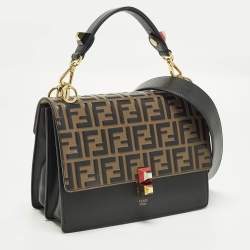 مملوكة مسبقًا حقيبة فندي كان أي جلد يد علوية متوسطة أسود/بني FF