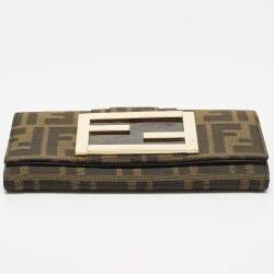 Pre Owned محفظة فندي شعار FF تبغ زوكا كانفاس كونتيننتال