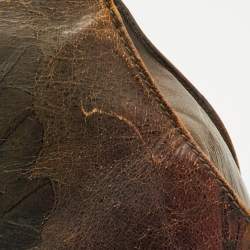 Pre Owned Fendi Vintage Devil Trapezio Brown Leather Shoulder Bag