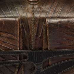 Pre Owned Fendi Vintage Devil Trapezio Brown Leather Shoulder Bag