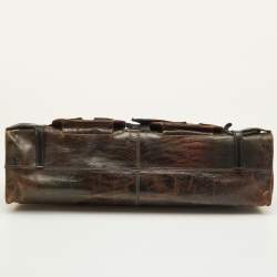 Pre Owned Fendi Vintage Devil Trapezio Brown Leather Shoulder Bag