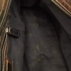 Pre Owned Fendi Vintage Devil Trapezio Brown Leather Shoulder Bag