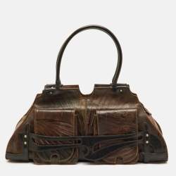 Pre Owned Fendi Vintage Devil Trapezio Brown Leather Shoulder Bag