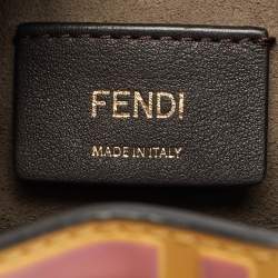 Pre Owned Fendi Mon Tresor Mini Yellow/Pink FF Leather Drawstring Bucket Bag