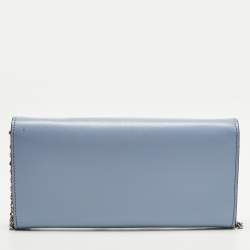 Pre Owned محفظة فندي بسلسلة جلد أزرق فاتح مرصعة بالمسامير