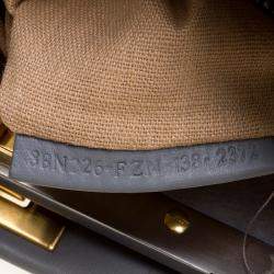 Pre Owned Fendi Grey Leather Medium Peekaboo Top Handle Bag