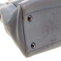 Pre Owned Fendi Grey Leather Medium Peekaboo Top Handle Bag