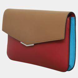 Pre Owned حقيبة فندي كلتش ظرف جلد بثلاثة ألوان مع سلسلة