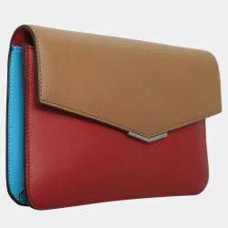 Pre Owned حقيبة فندي كلتش ظرف جلد بثلاثة ألوان مع سلسلة