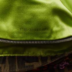 Pre Owned حقيبة باجيت فنْدي خرز توباكو/أخضر كانفاس زوكا وغطاء سحلية