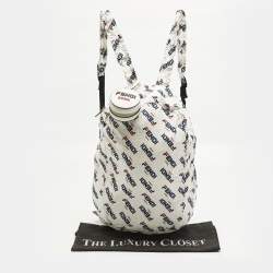 مملوكة مسبقًا حقيبة ظهر فندي فيلا مينيا نايلون أبيض قابلة للطي