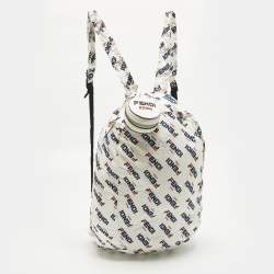 مملوكة مسبقًا حقيبة ظهر فندي فيلا مينيا نايلون أبيض قابلة للطي