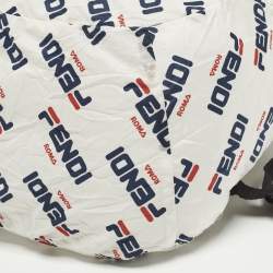 مملوكة مسبقًا حقيبة ظهر فندي فيلا مينيا نايلون أبيض قابلة للطي