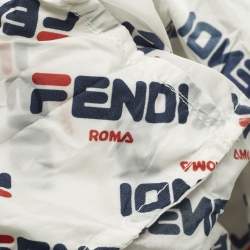 مملوكة مسبقًا حقيبة ظهر فندي فيلا مين�يا نايلون أبيض قابلة للطي