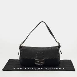 مملوكة مسبقًا Fendi Baguette Black Selleria Leather Flap Bag