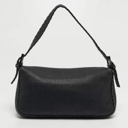مملوكة مسبقًا Fendi Baguette Black Selleria Leather Flap Bag