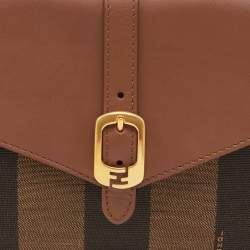 مملوكة مسبقًا Fendi Bustina Tri Color Pequin Canvas and Leather Envelope Clutch