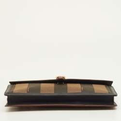 مملوكة مسبقًا Fendi Bustina Tri Color Pequin Canvas and Leather Envelope Clutch