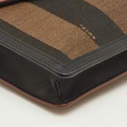 مملوكة مسبقًا Fendi Bustina Tri Color Pequin Canvas and Leather Envelope Clutch